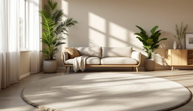 Comment styliser une grande pièce avec un grand tapis rond