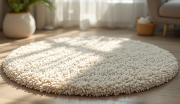 Le tapis shaggy rond : une douceur en plein centre