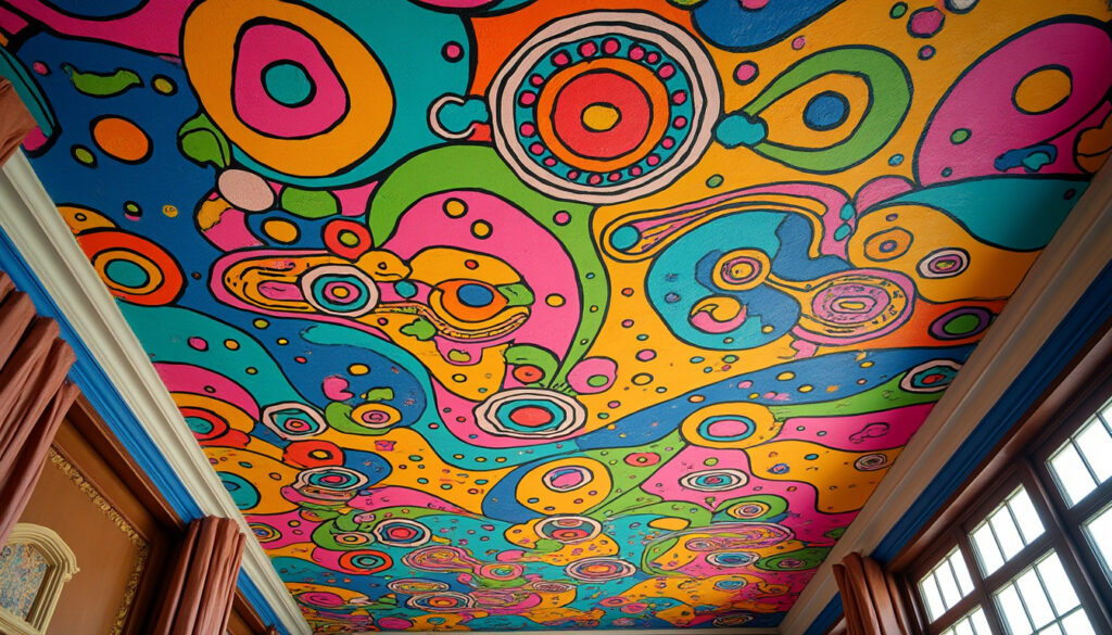 découvrez nos conseils pour peindre un plafond coloré inspiré des sixties et donner à votre intérieur une touche rétro et tendance. inspirez-vous des couleurs vives et des motifs emblématiques de cette époque pour transformer votre pièce!