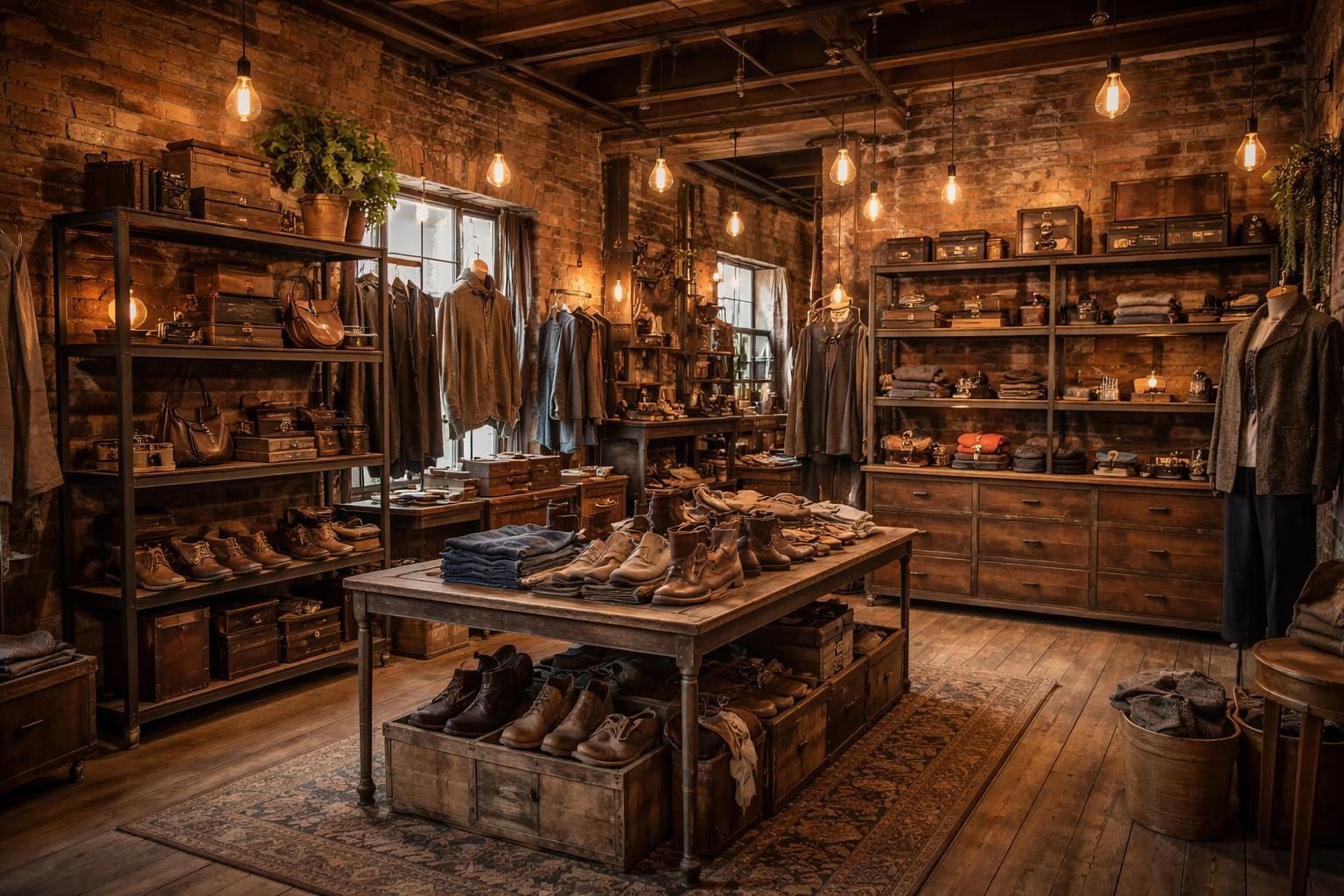 découvrez comment aménager une boutique vintage en utilisant des présentoirs métalliques industriels et un éclairage edison pour créer une ambiance authentique et chaleureuse.