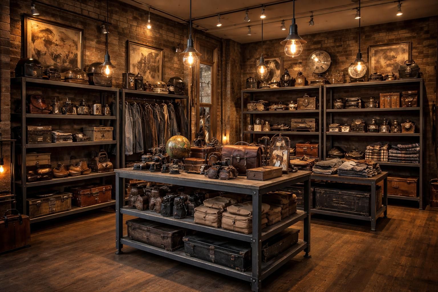 découvrez comment aménager une boutique vintage en mettant en valeur des présentoirs métalliques industriels et un éclairage edison pour une ambiance rétro et authentique.