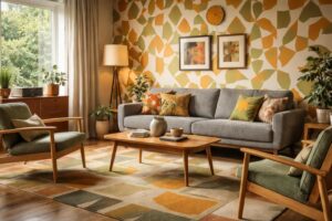 découvrez comment rénover votre intérieur dans un esprit vintage des années 60, en combinant mobilier scandinave élégant et papier peint géométrique rétro pour un style unique et authentique.